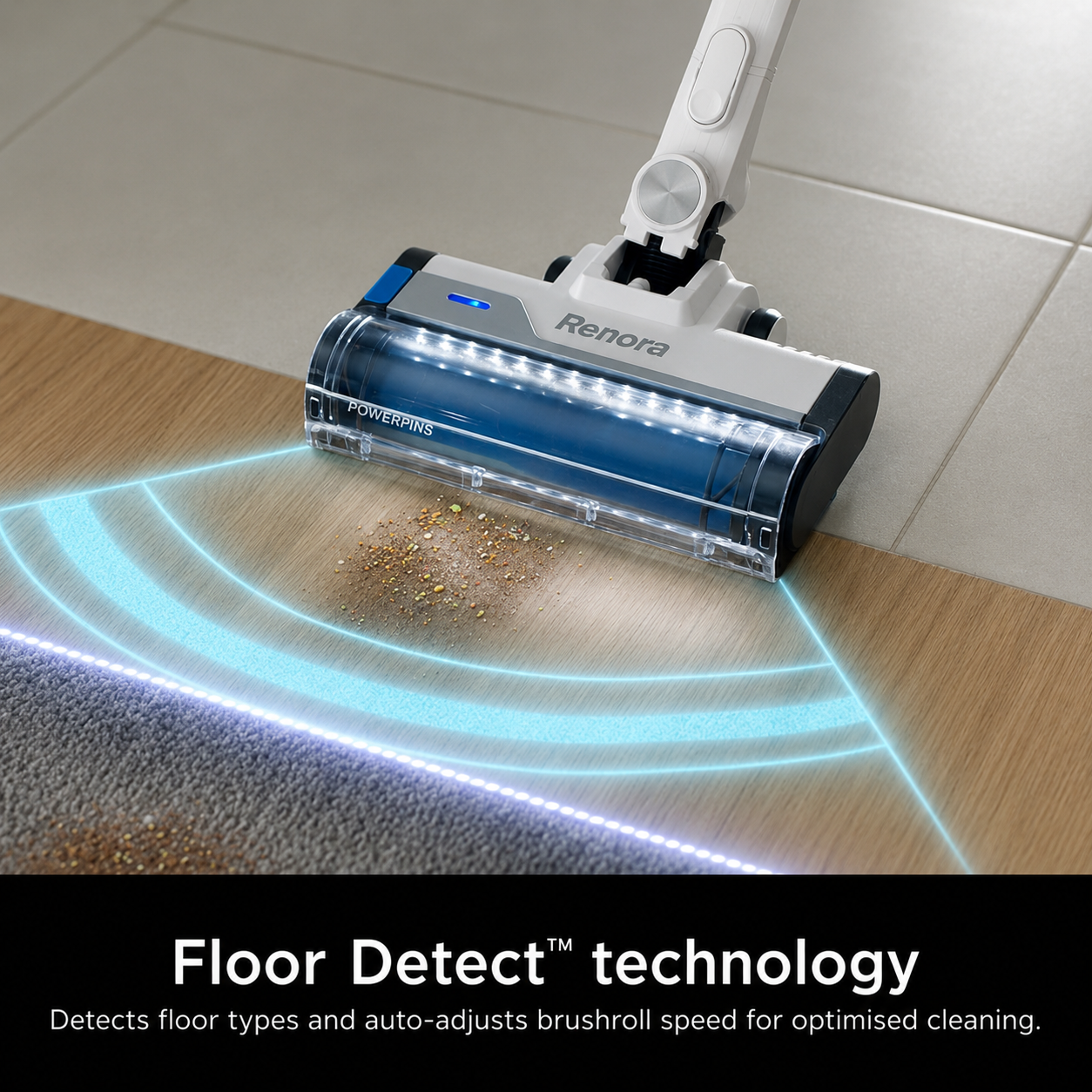 Renora PowerPro cordless stick vacuum in use